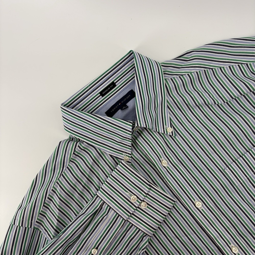 Tommy Hilfiger Mens‎ Size 16/32-33 Shirt Cotton Long Sleeve Stripe Button Up Reg